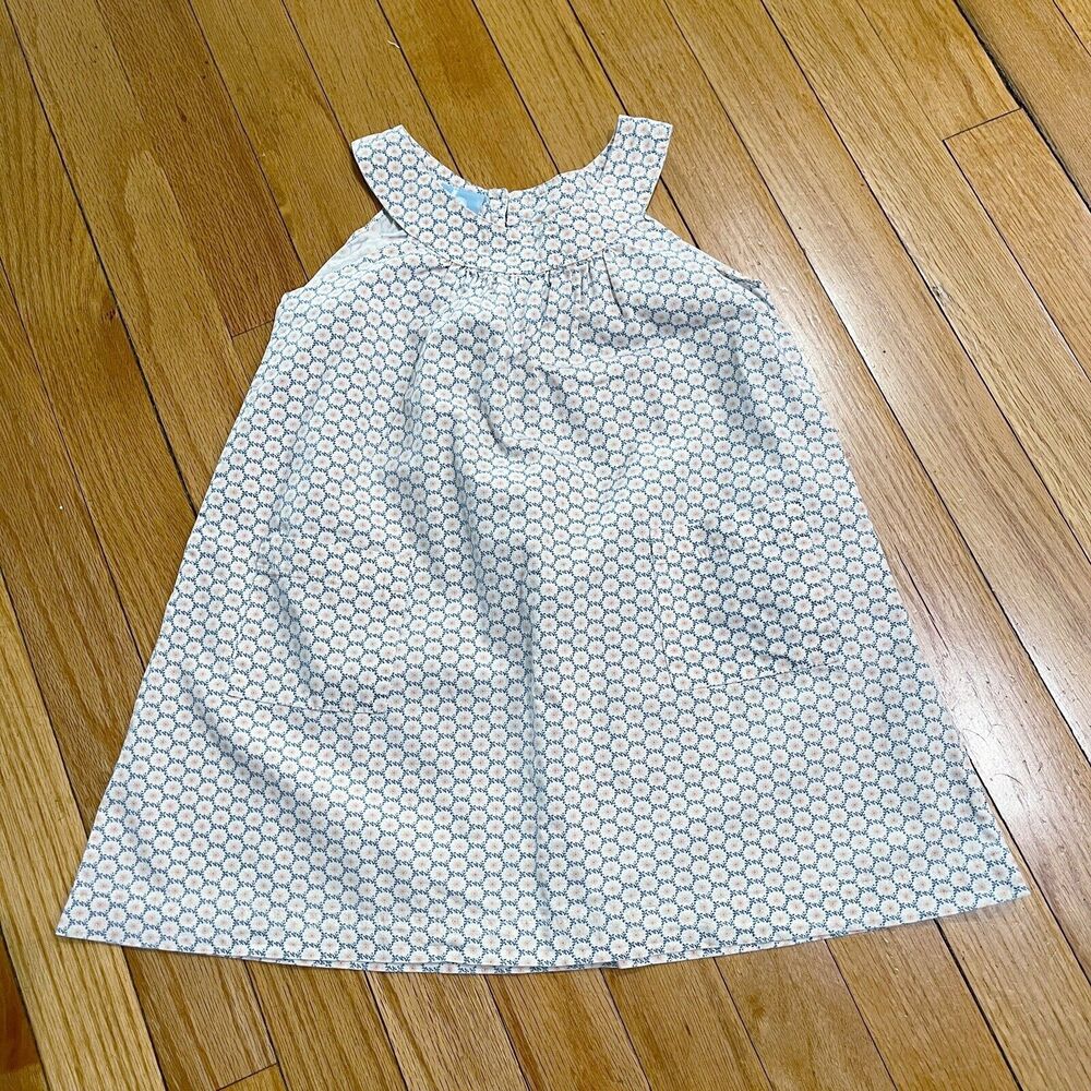 Bella Bliss Boutique Girls Summer Pinafore Dress Size 4 Micro Daisy Pattern EUC